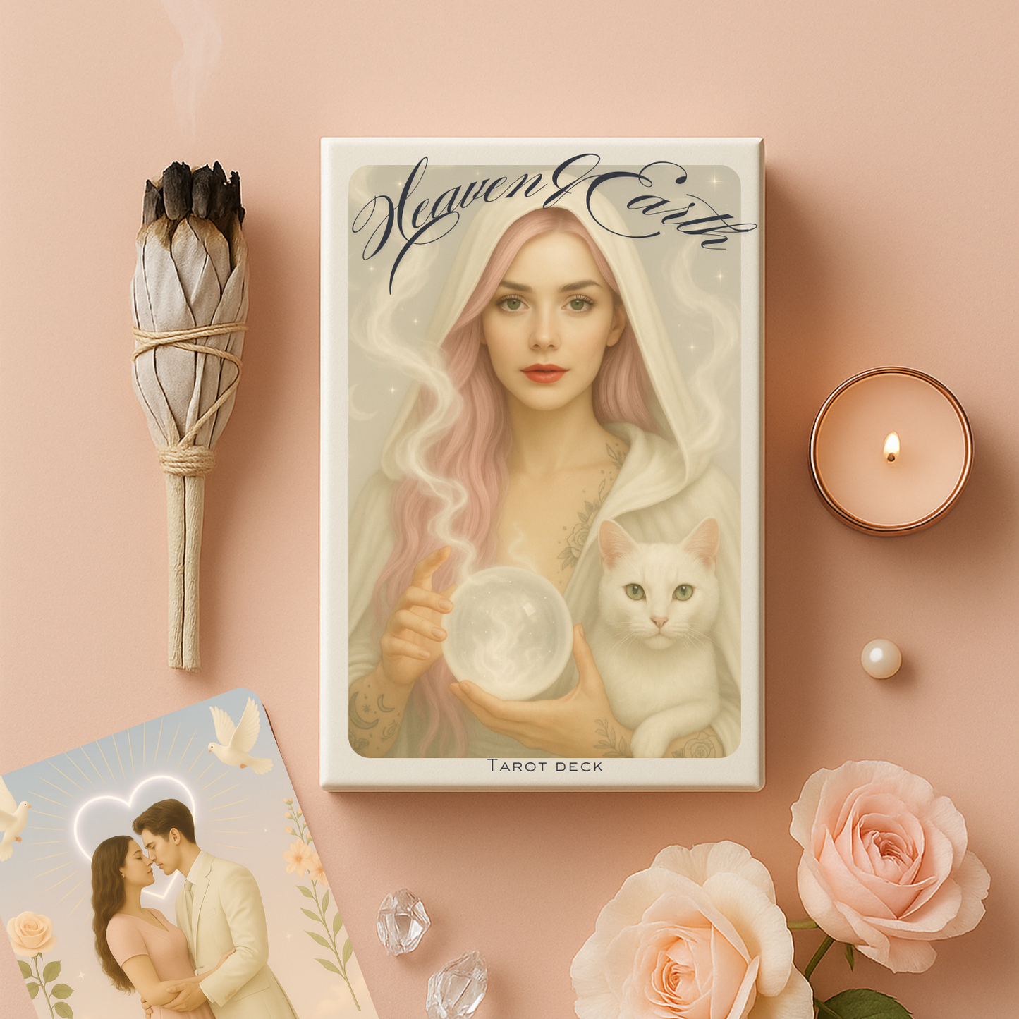 Pachet de Carti de Tarot Roz de Lux "Heaven&Earth "
